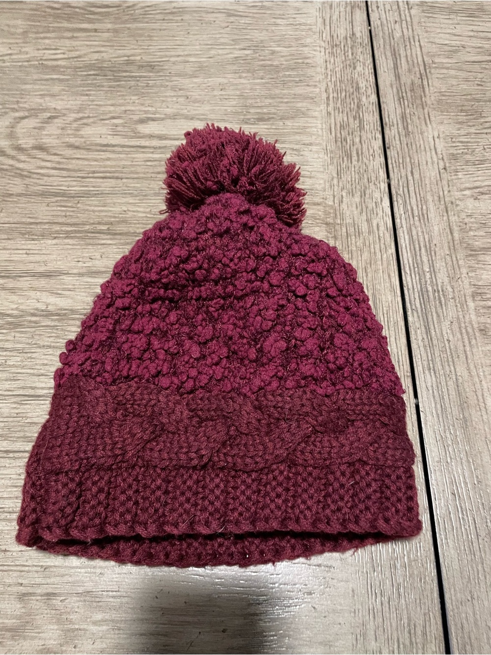 Knit maroon stocking cap, women’s